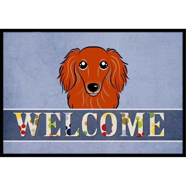 Carolines Treasures Longhair Red Dachshund Welcome Indoor and Outdoor Mat- 18 x 27 in. BB1400MAT - main